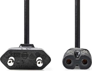 Kabel zasilający Nedis Nedis CEGL11040WT50 kabel zasilające Czarny 2 m CEE7/16 IEC 320 2