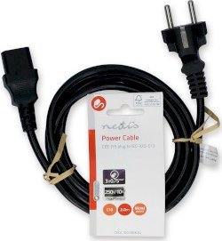 Kabel zasilający Nedis Nedis CEGL10030BK20 kabel zasilające Czarny 2 m CEE7/7 C13 panel 3