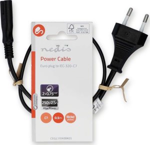 Kabel zasilający Nedis Nedis CEGL11040BK05 kabel zasilające Czarny 0,5 m C7 panel 3