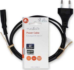 Kabel zasilający Nedis Nedis CEGL11040BK10 kabel zasilające Czarny 1 m C7 panel 3