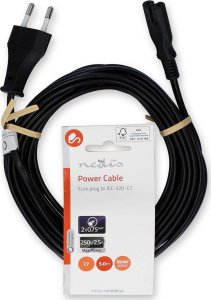 Kabel zasilający Nedis Nedis CEGL11040BK50 kabel zasilające Czarny 5 m C7 panel 3