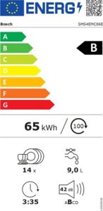 Zmywarka Bosch Seria 4 SMS4EMC06E zmywarka Wolnostojący 14 komplet. B 9