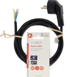 Kabel zasilający Nedis Nedis CEGL11918BK kabel zasilające Czarny 1,8 m Wtyczka zasilająca typu F 3