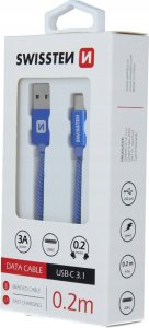 Kabel USB Swissten USB-A - USB-C 0.2 m Niebieski (71521108) 2