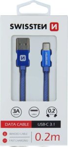 Kabel USB Swissten USB-A - USB-C 0.2 m Niebieski (71521108) 3