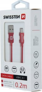 Kabel USB Swissten USB-A - USB-C 0.2 m Czerwony (71521106) 2