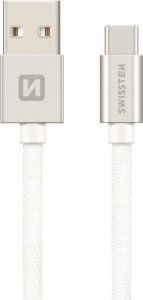 Kabel USB Swissten USB-A - USB-C 0.2 m Srebrny (71521103) 1