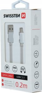 Kabel USB Swissten USB-A - USB-C 0.2 m Srebrny (71521103) 2