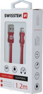 Kabel USB Swissten USB-A - Lightning 1.2 m Czerwony (71523206) 2
