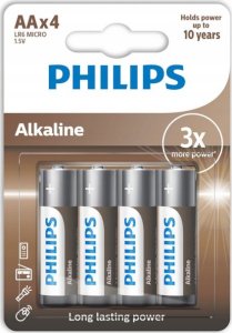 Philips BATERIA PHILIPS AA LR6 BLISTER 4SZT BATERIE ENTRY ALKALINE Phil-LR6A4B/10> 1