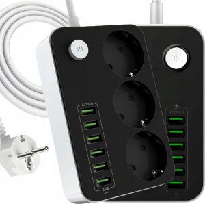 Kabel zasilający ColorWay Colorway CW-CHE36B rozgałęziacz 1,8 m 3 x gniazdo sieciowe Wewnętrzna Czarny, Szary 14