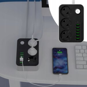 Kabel zasilający ColorWay Colorway CW-CHE36B rozgałęziacz 1,8 m 3 x gniazdo sieciowe Wewnętrzna Czarny, Szary 20