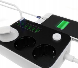 Kabel zasilający ColorWay Colorway CW-CHE36B rozgałęziacz 1,8 m 3 x gniazdo sieciowe Wewnętrzna Czarny, Szary 8