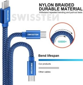 Kabel USB Swissten USB-A - Lightning 1.2 m Niebieski (71523208) 17
