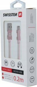 Kabel USB Swissten USB-A - micro-B 0.2 m Różowy (71522105) 2