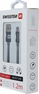 Kabel USB Swissten USB-A - micro-B 1.2 m Srebrny (71522203) 1