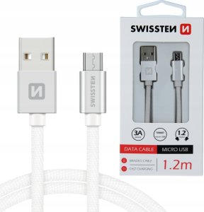 Kabel USB Swissten USB-A - micro-B 1.2 m Srebrny (71522203) 19