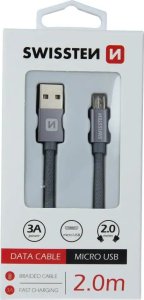 Kabel USB Swissten USB-A - micro-B 2 m Szary (71522302) 9