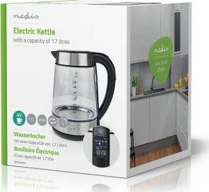 Nedis Nedis KAWK320EGS czajnik elektryczny 1,7 l 2200 W Stal nierdzewna, Przezroczysty 12