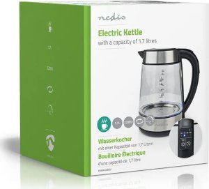 Nedis Nedis KAWK320EGS czajnik elektryczny 1,7 l 2200 W Stal nierdzewna, Przezroczysty 13