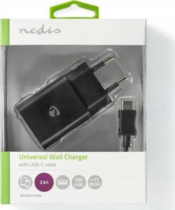 Ładowarka Nedis Nedis WCHAC242ABK ładowarka do urządzeń przenośnych Uniwersalne Czarny Prąd przemienny Wewnętrzna 6