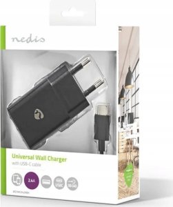 Ładowarka Nedis Nedis WCHAC242ABK ładowarka do urządzeń przenośnych Uniwersalne Czarny Prąd przemienny Wewnętrzna 7