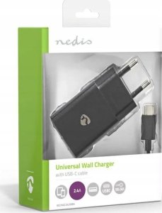 Ładowarka Nedis Nedis WCHAC242ABK ładowarka do urządzeń przenośnych Uniwersalne Czarny Prąd przemienny Wewnętrzna 8