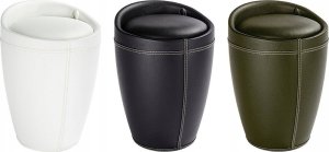 Kosz na pranie Wenko Skórzana pufa CANDY BLACK - kosz na pranie, 2 w 1, WENKO 3