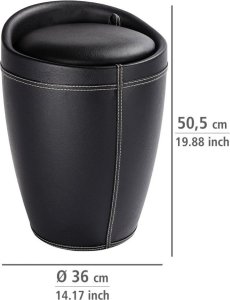 Kosz na pranie Wenko Skórzana pufa CANDY BLACK - kosz na pranie, 2 w 1, WENKO 7