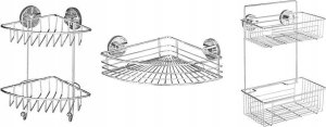 Wenko Narożna półka łazienkowa BARI, Vacuum-Loc, 2 poziomy - stal chromowana, WENKO 11