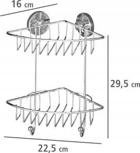 Wenko Narożna półka łazienkowa BARI, Vacuum-Loc, 2 poziomy - stal chromowana, WENKO 15