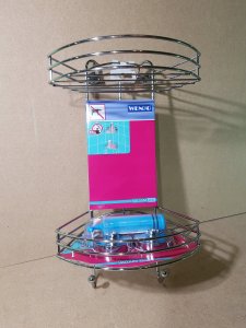 Wenko Narożna półka łazienkowa BARI, Vacuum-Loc, 2 poziomy - stal chromowana, WENKO 3