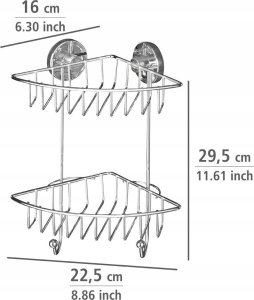 Wenko Narożna półka łazienkowa BARI, Vacuum-Loc, 2 poziomy - stal chromowana, WENKO 10