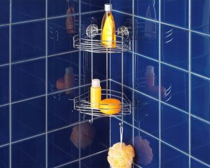 Wenko Narożna półka łazienkowa, Vacuum-Loc, 2 poziomy - stal chromowana, WENKO 3