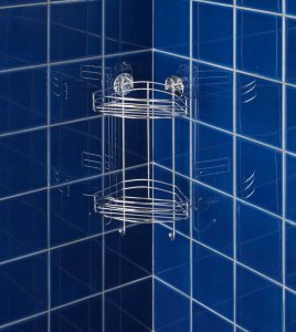 Wenko Narożna półka łazienkowa, Vacuum-Loc, 2 poziomy - stal chromowana, WENKO 10