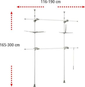 Wenko Teleskopowy wieszak na ubrania Herkules Flex, regulacja wysokości i szerokości, wymiary 116-190x165-300x36 cm, marka WENKO 8