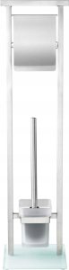 Wenko Zestaw WC Debar, szczotka, pojemnik i uchwyt na papier toaletowy, srebrny, stalowy, szkło, wymienna główka, marka WENKO 3