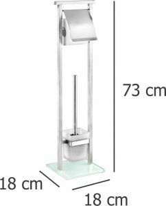 Wenko Zestaw WC Debar, szczotka, pojemnik i uchwyt na papier toaletowy, srebrny, stalowy, szkło, wymienna główka, marka WENKO 4
