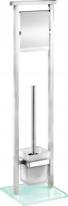 Wenko Zestaw WC Debar, szczotka, pojemnik i uchwyt na papier toaletowy, srebrny, stalowy, szkło, wymienna główka, marka WENKO 8