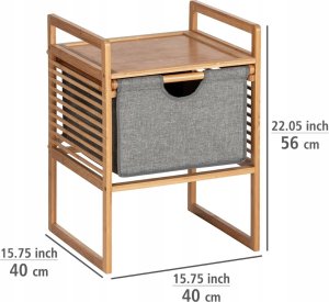 Wenko Stolik pomocniczy BAHARI, bambusowy, z materiałowym koszem do przechowywania, kwadratowy,Wenko 4