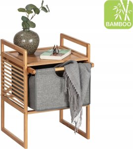 Wenko Stolik pomocniczy BAHARI, bambusowy, z materiałowym koszem do przechowywania, kwadratowy,Wenko 7