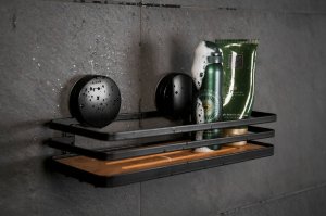 Wenko Półka łazienkowa pod prysznic Static-Loc ALBA, czarna, Wenko 3
