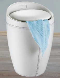 Wenko Skórzana pufa CANDY WHITE - kosz na pranie, 2 w 1, WENKO 4