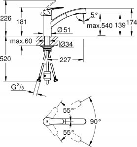 Bateria kuchenna Grohe Grohe jednouchwytowa bateria zlewozmywakowa DN 15 Eurosmart czarny mat 303052431 2