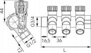 Ferro Ferro rozdzielacz sanitarny 3/4"x1/2", 3-drogowy RDW200300 2