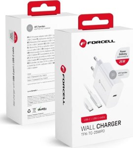 Ładowarka ForCell FORCELL F-ENERGY TFK-TC-25WPD ładowarka sieciowa Typ C + kabel Typ C do Typ C PD Q.C 3A 25W biała 5