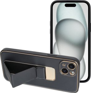 OEM Futerał LEATHER CASE KICKSTAND do IPHONE 15 Plus czarny 1