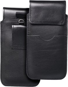 OEM Skórzana uniwersalna wsuwka z klapką - ROYAL / czarny - Rozmiar 2XL - IPHONE 6 PLUS / SAMSUNG A52 / XIAOMI REDMI NOTE 10 1
