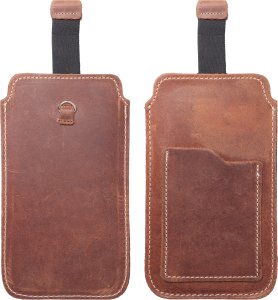 OEM Skórzana uniwersalna wsuwka z pull-up - ROYAL Crazy Horse / brązowy - Rozmiar 2XL - IPHONE 6 PLUS / SAMSUNG A52 / XIAOMI REDMI NOTE 10 2