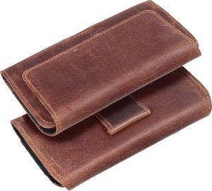 OEM Kabura uniwersalna do paska skórzana ROYAL Crazy Horse pozioma rozmiar 3XL do Umidigi Bison 2 Pro / GT2 Pro 5G / X10 Pro / 202 DOOGEE S98 / S96 Pro / S88 Pro / S58 Pro 6 / S40 Pro HAMMER Blade 5G / Iron 3 / Blade 3 CAT S53 brązowa 5